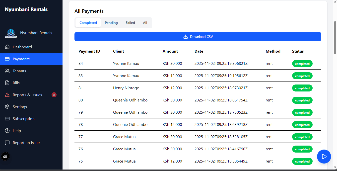 Seamless Payment Tracking Desktop View